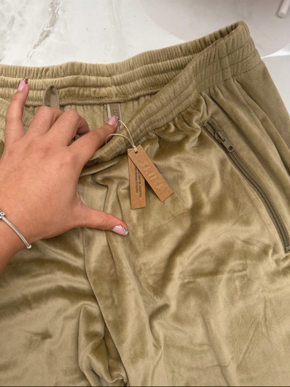 SKIMS Velour Straight Leg Pants in Olive
